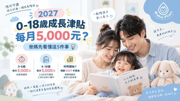 2027育兒補助每月5000元怎麼領？0-18歲成長津貼資格、金額與現行育兒津貼一次看