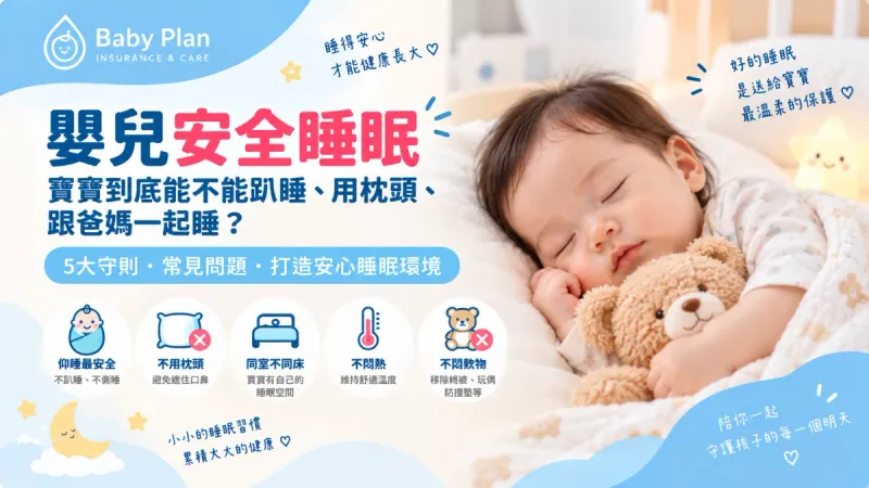 寶寶可以趴睡嗎？2026嬰兒安全睡眠5守則：枕頭、棉被、同床一次看懂