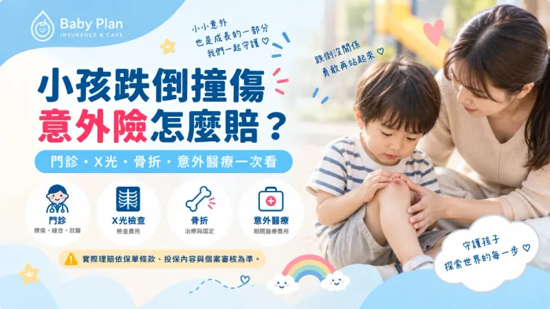 2026小孩跌倒意外險怎麼賠？門診、X光、縫合、骨折與意外醫療理賠一次看